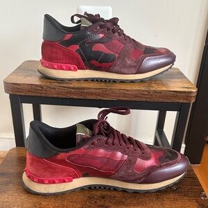 Valentino Garavani Burgundy and Black Athletic Shoes